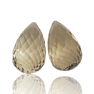 24Ct 2PCs Natural Bio Lemon Quartz Roundelle Drops LOT.